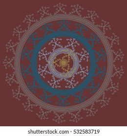 New symmetrical abstract mandala. Decorative object can be used for wallpaper, pattern fills, web pages, surface textures.