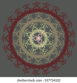 New symmetrical abstract mandala. Decorative object can be used for wallpaper, pattern fills, web pages, surface textures.