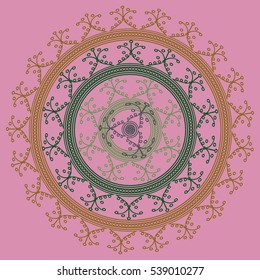 New symmetrical abstract mandala. Decorative object can be used for wallpaper, pattern fills, web pages, surface textures.