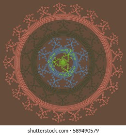 New symmetrical abstract mandala. Decorative object can be used for wallpaper, pattern fills, web pages, surface textures.
