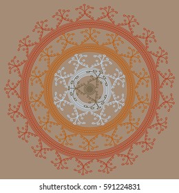 New symmetrical abstract mandala. Decorative object can be used for wallpaper, pattern fills, web pages, surface textures.