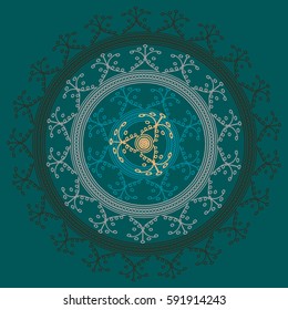 New symmetrical abstract mandala. Decorative object can be used for wallpaper, pattern fills, web pages, surface textures.