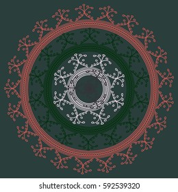 New symmetrical abstract mandala. Decorative object can be used for wallpaper, pattern fills, web pages, surface textures.