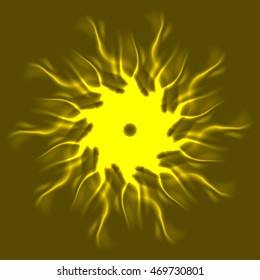 New symmetrical abstract mandala of light spots and streaks