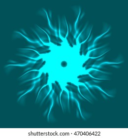 New symmetrical abstract mandala of light spots and streaks