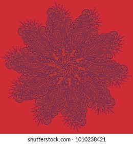 New symmetrical mandala in style zentangle inspired art with doodle. Decorative object can be used for wallpaper, pattern fills, web pages, surface textures.