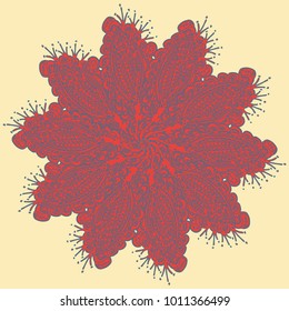 New symmetrical mandala in style zentangle inspired art with doodle. Decorative object can be used for wallpaper, pattern fills, web pages, surface textures.
