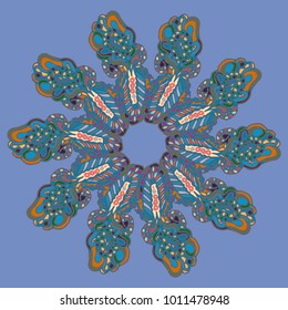 New symmetrical mandala in style zentangle inspired art with doodle. Decorative object can be used for wallpaper, pattern fills, web pages, surface textures.