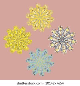 New symmetrical mandala in style zentangle inspired art with doodle. Decorative object can be used for wallpaper, pattern fills, web pages, surface textures.