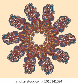 New symmetrical mandala in style zentangle inspired art with doodle. Decorative object can be used for wallpaper, pattern fills, web pages, surface textures.