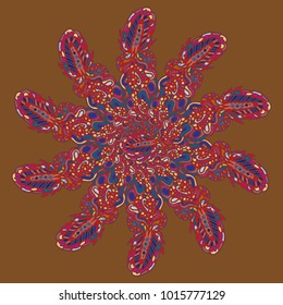 New symmetrical mandala in style zentangle inspired art with doodle. Decorative object can be used for wallpaper, pattern fills, web pages, surface textures.