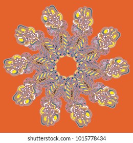 New symmetrical mandala in style zentangle inspired art with doodle. Decorative object can be used for wallpaper, pattern fills, web pages, surface textures.