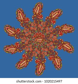 New symmetrical mandala in style zentangle inspired art with doodle. Decorative object can be used for wallpaper, pattern fills, web pages, surface textures.