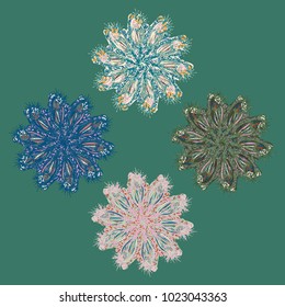 New symmetrical mandala in style zentangle inspired art with doodle. Decorative object can be used for wallpaper, pattern fills, web pages, surface textures.