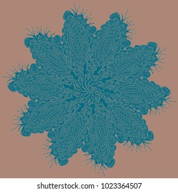 New symmetrical mandala in style zentangle inspired art with doodle. Decorative object can be used for wallpaper, pattern fills, web pages, surface textures.
