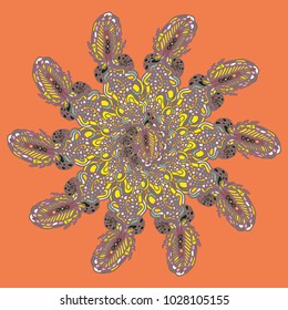 New symmetrical mandala in style zentangle inspired art with doodle. Decorative object can be used for wallpaper, pattern fills, web pages, surface textures.