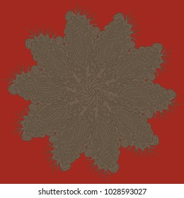 New symmetrical mandala in style zentangle inspired art with doodle. Decorative object can be used for wallpaper, pattern fills, web pages, surface textures.