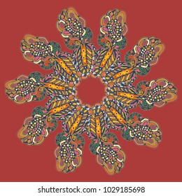 New symmetrical mandala in style zentangle inspired art with doodle. Decorative object can be used for wallpaper, pattern fills, web pages, surface textures.