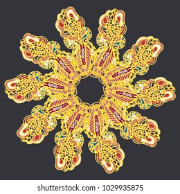 New symmetrical mandala in style zentangle inspired art with doodle. Decorative object can be used for wallpaper, pattern fills, web pages, surface textures.