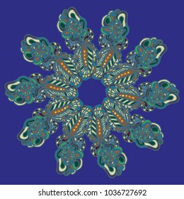 New symmetrical mandala in style zentangle inspired art with doodle. Decorative object can be used for wallpaper, pattern fills, web pages, surface textures.