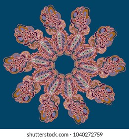 New symmetrical mandala in style zentangle inspired art with doodle. Decorative object can be used for wallpaper, pattern fills, web pages, surface textures.