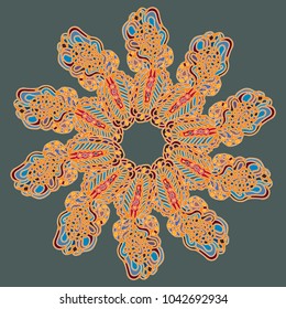 New symmetrical mandala in style zentangle inspired art with doodle. Decorative object can be used for wallpaper, pattern fills, web pages, surface textures.