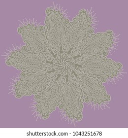 New symmetrical mandala in style zentangle inspired art with doodle. Decorative object can be used for wallpaper, pattern fills, web pages, surface textures.