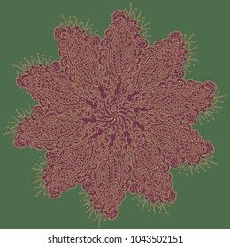 New symmetrical mandala in style zentangle inspired art with doodle. Decorative object can be used for wallpaper, pattern fills, web pages, surface textures.
