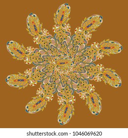 New symmetrical mandala in style zentangle inspired art with doodle. Decorative object can be used for wallpaper, pattern fills, web pages, surface textures.