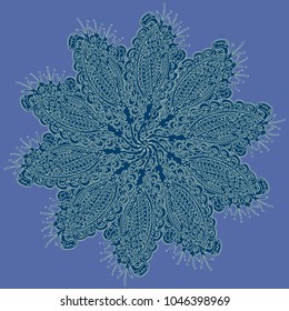 New symmetrical mandala in style zentangle inspired art with doodle. Decorative object can be used for wallpaper, pattern fills, web pages, surface textures.