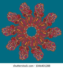 New symmetrical mandala in style zentangle inspired art with doodle. Decorative object can be used for wallpaper, pattern fills, web pages, surface textures.