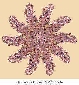 New symmetrical mandala in style zentangle inspired art with doodle. Decorative object can be used for wallpaper, pattern fills, web pages, surface textures.