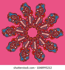 New symmetrical mandala in style zentangle inspired art with doodle. Decorative object can be used for wallpaper, pattern fills, web pages, surface textures.