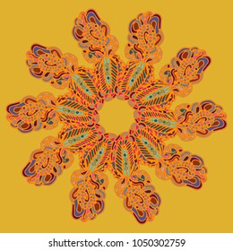 New symmetrical mandala in style zentangle inspired art with doodle. Decorative object can be used for wallpaper, pattern fills, web pages, surface textures.