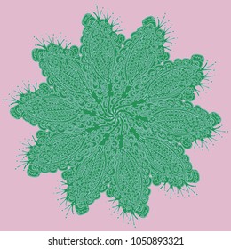 New symmetrical mandala in style zentangle inspired art with doodle. Decorative object can be used for wallpaper, pattern fills, web pages, surface textures.