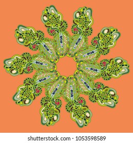 New symmetrical mandala in style zentangle inspired art with doodle. Decorative object can be used for wallpaper, pattern fills, web pages, surface textures.