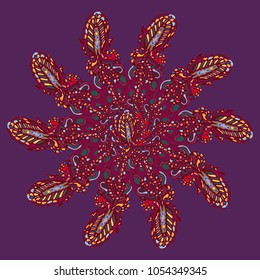 New symmetrical mandala in style zentangle inspired art with doodle. Decorative object can be used for wallpaper, pattern fills, web pages, surface textures.