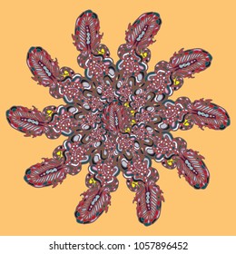 New symmetrical mandala in style zentangle inspired art with doodle. Decorative object can be used for wallpaper, pattern fills, web pages, surface textures.