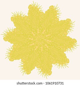 New symmetrical mandala in style zentangle inspired art with doodle. Decorative object can be used for wallpaper, pattern fills, web pages, surface textures.