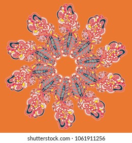 New symmetrical mandala in style zentangle inspired art with doodle. Decorative object can be used for wallpaper, pattern fills, web pages, surface textures.