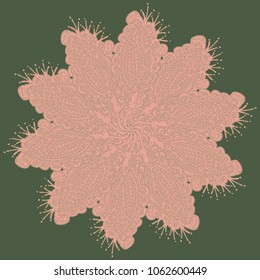 New symmetrical mandala in style zentangle inspired art with doodle. Decorative object can be used for wallpaper, pattern fills, web pages, surface textures.