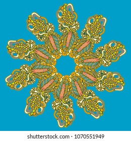 New symmetrical mandala in style zentangle inspired art with doodle. Decorative object can be used for wallpaper, pattern fills, web pages, surface textures.