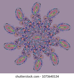New symmetrical mandala in style zentangle inspired art with doodle. Decorative object can be used for wallpaper, pattern fills, web pages, surface textures.
