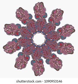 New symmetrical mandala in style zentangle inspired art with doodle. Decorative object can be used for wallpaper, pattern fills, web pages, surface textures.