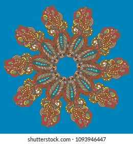 New symmetrical mandala in style zentangle inspired art with doodle. Decorative object can be used for wallpaper, pattern fills, web pages, surface textures.