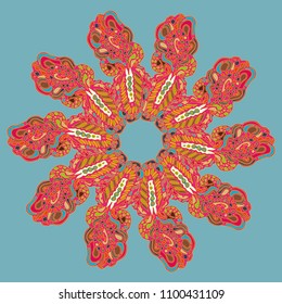 New symmetrical mandala in style zentangle inspired art with doodle. Decorative object can be used for wallpaper, pattern fills, web pages, surface textures.
