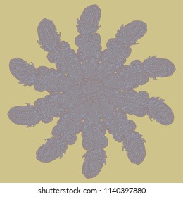 New symmetrical mandala in style zentangle inspired art with doodle. Decorative object can be used for wallpaper, pattern fills, web pages, surface textures.