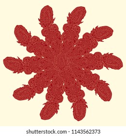 New symmetrical mandala in style zentangle inspired art with doodle. Decorative object can be used for wallpaper, pattern fills, web pages, surface textures.