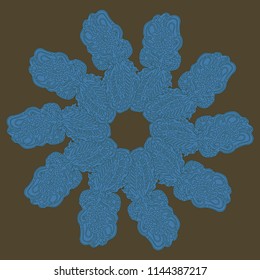 New symmetrical mandala in style zentangle inspired art with doodle. Decorative object can be used for wallpaper, pattern fills, web pages, surface textures.