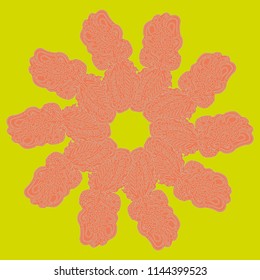 New symmetrical mandala in style zentangle inspired art with doodle. Decorative object can be used for wallpaper, pattern fills, web pages, surface textures.